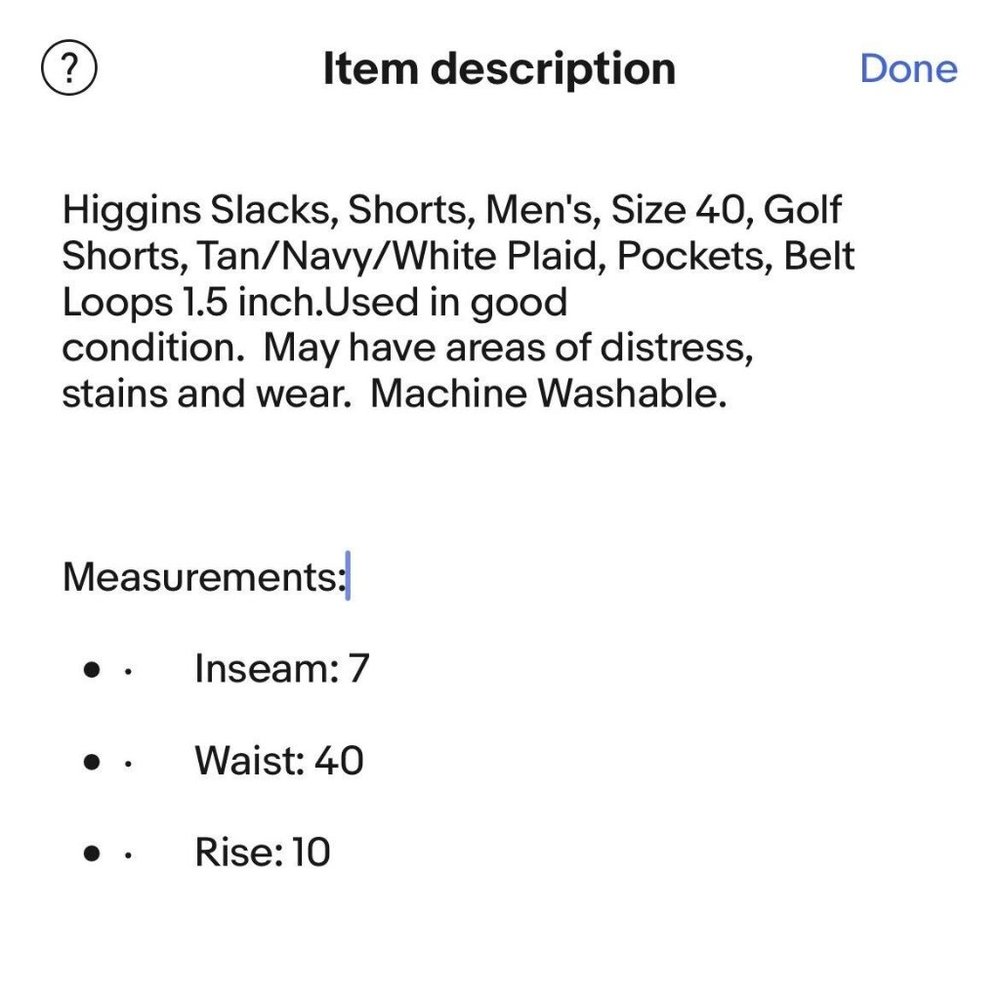 Higgins Slacks Shorts Mens Size 40 Golf Shorts Tan Navy White Plaid Pockets - Picture 8 of 8